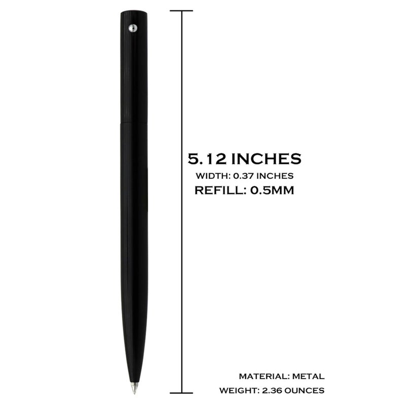 DUNBONG Retractable Metal Gel Pen, 0.5mm Medium Point Ballpoint Pens, Black Gel Ink (Black) - Image 2